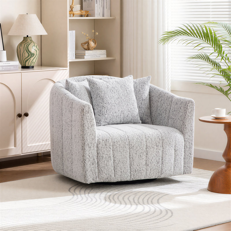 Fauteuil demi-tonneau pivotant surdimensionné de 39 po de largeur, Gris clair