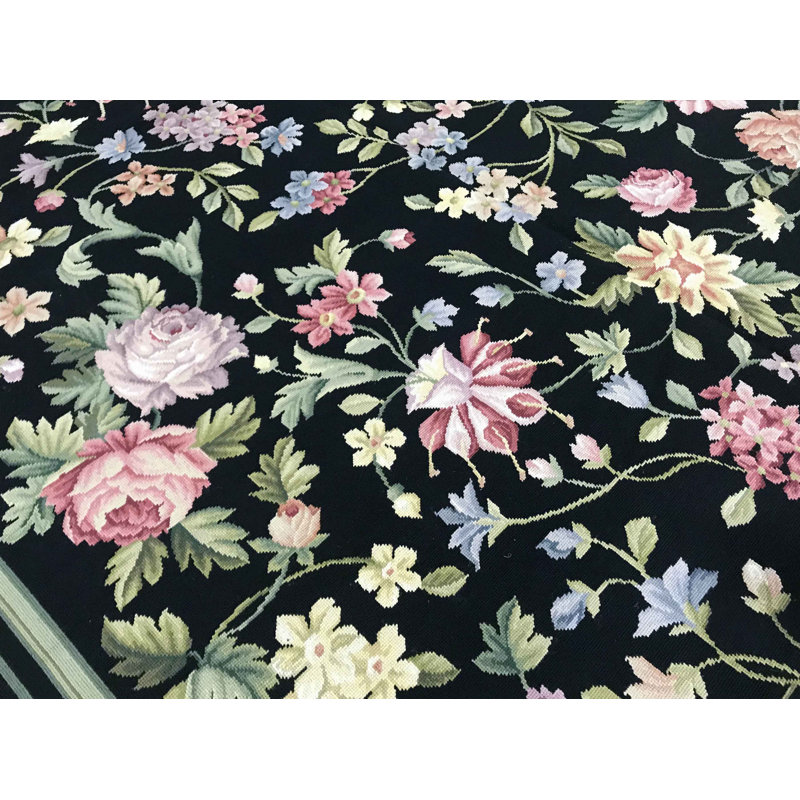 Hand-Knotted High-Quality Black Area Rug