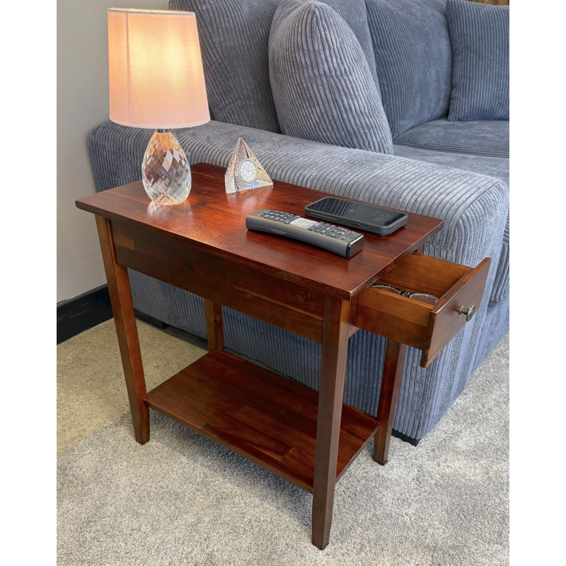 Aiydan Solid Wood End Table with Storage, Mahogany
