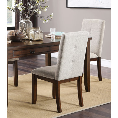 2 chaises de salle à manger en bois de cerisier foncé, revêtement en chenille, capacité de 250 lb, tissu, 17,63 po x 25,12 po x 38,67 po h 2 avec structure de finition, dossier, poids
