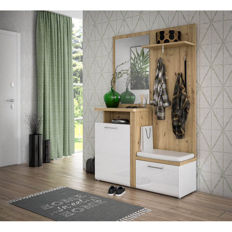 Malaki Hall Tree 128.5cm Wide with Bench and Shoe Storage