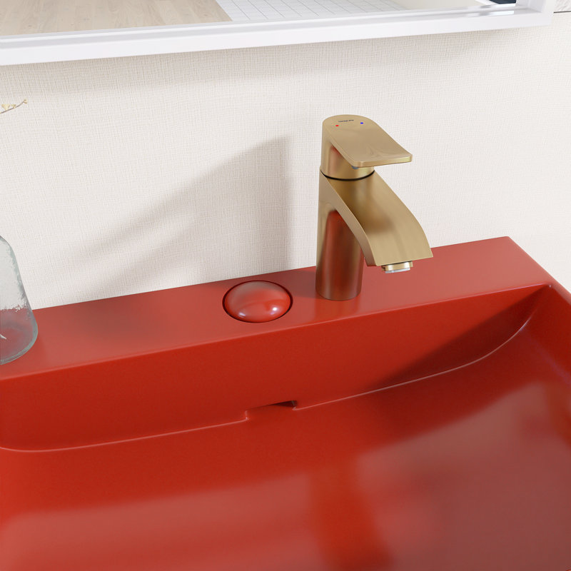 Meuble-lavabo autoportant de 24 po W Plateau en céramique non assemblé, Rouge