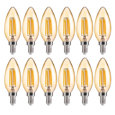B11 E12 Dimmable LED Candelabra Bulbs, 40W Equivalent, 2200K Soft White, Amber Bulbs
