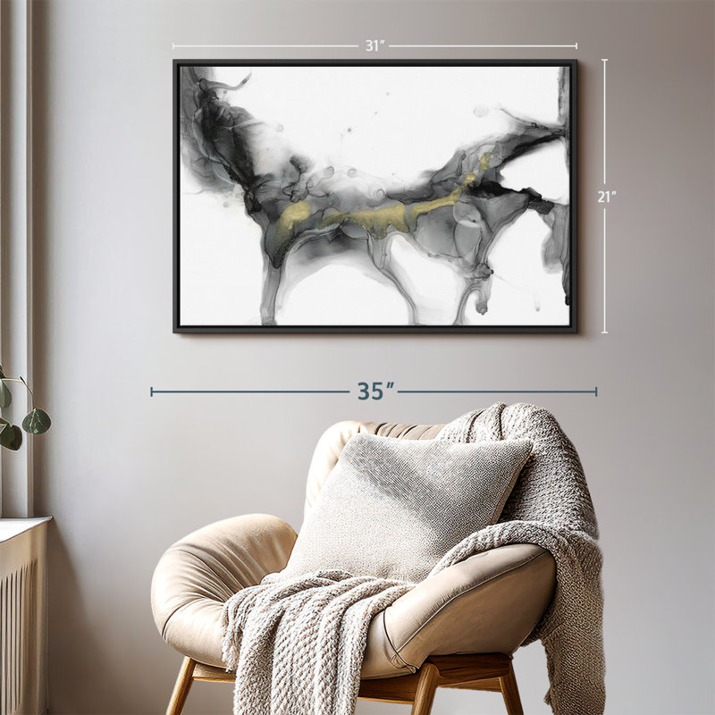 Abstrait «Golden Precipice II», reproduction sur toile, H 21 po x l 31 po
