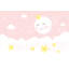 Papier peint amovible Sourire pleine lune avec étoiles sur fond rose-2120282071