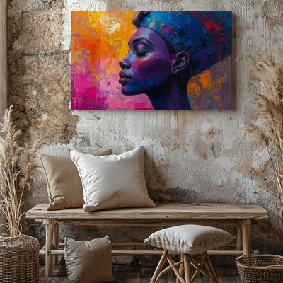 «Regal Goddess Canvascontemporary Portrait of Egyptian Queen», art mural sur toile