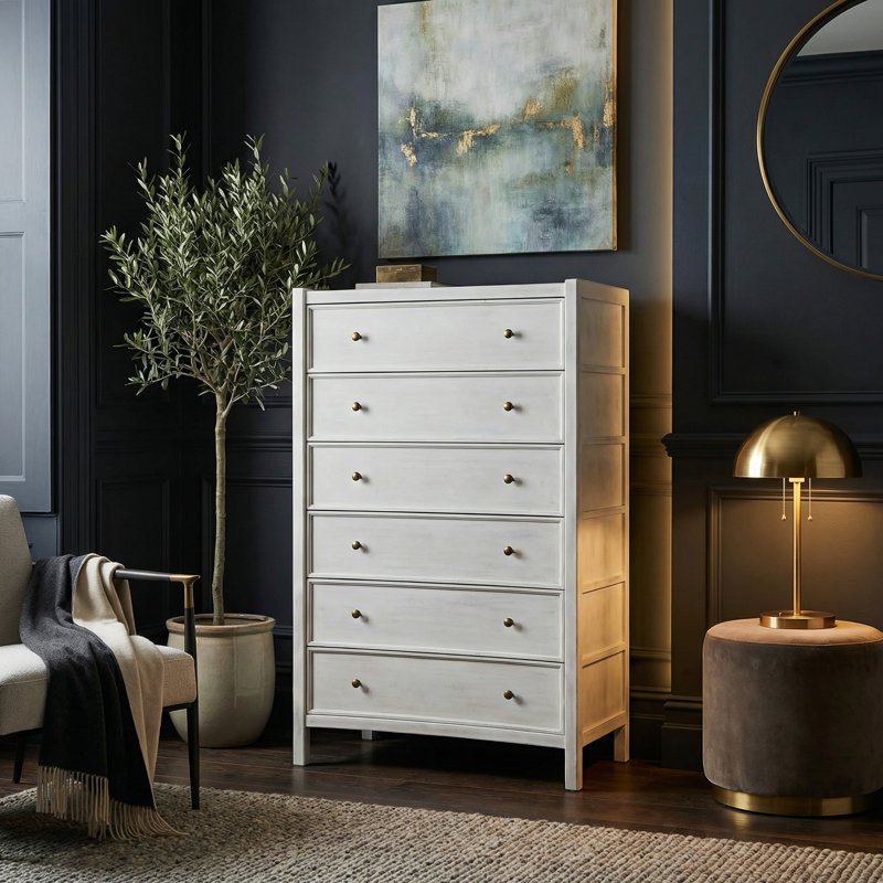 Commode 6 tiroirs Hampton, Blanc délavé