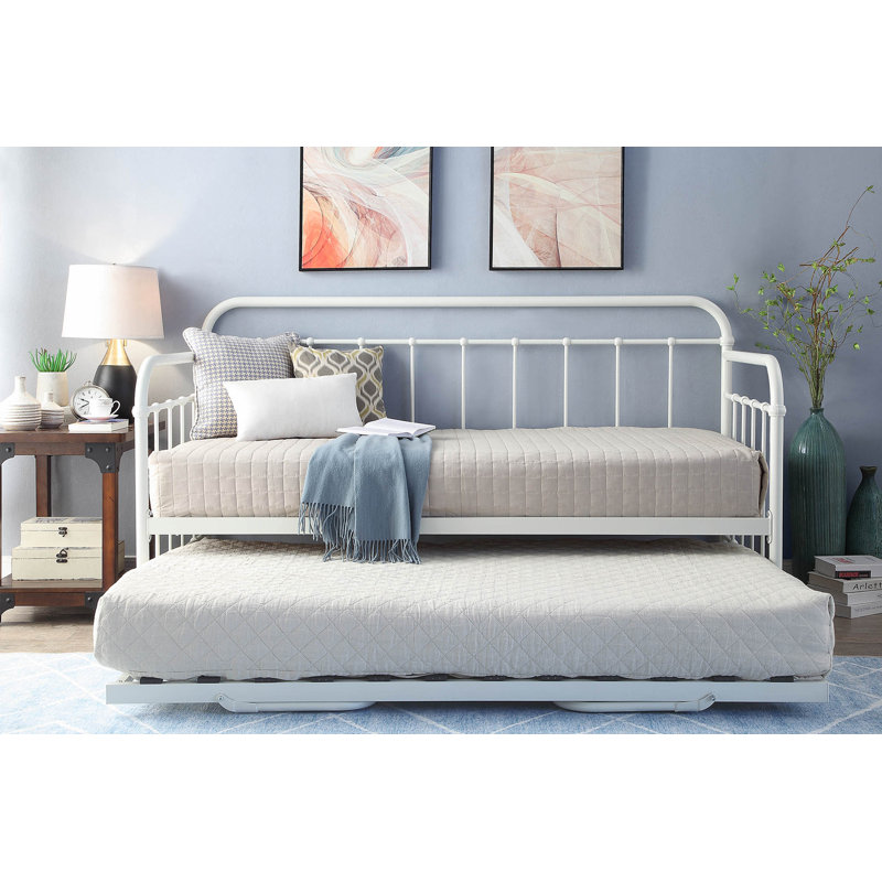 Ivan Steel Daybed with Trundle Bed, Pocket1000-sin and 12.5cm matt, White