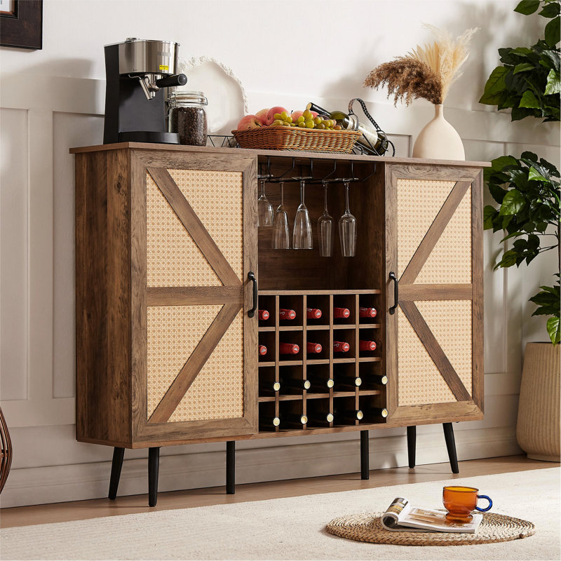 Armoire à vin avec 20 compartiments de rangement et armoires latérales