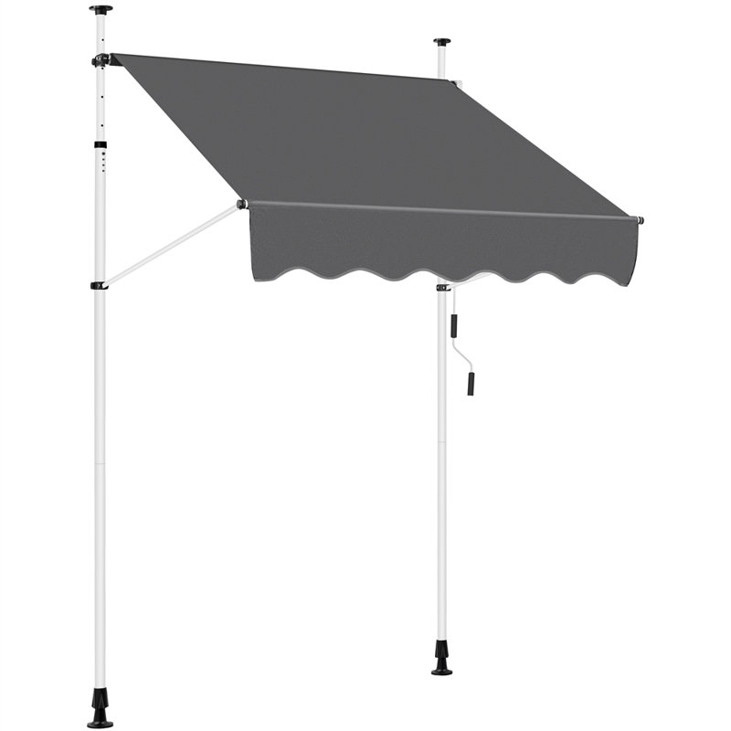 Auvent rétractable manuel pour terrasse de 118 po L, H 118 po x l 59 po x P 47,2 po, Gris foncé