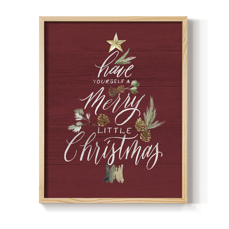 «Merry Little Christmas», reproduction encadrée - bois massif, H 21 po x l 17 po
