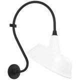 Thomas O'Brien, "Academy 15" Larrabee Barn Light in Matte Black with 12.5" White Tilted Bowers Shade