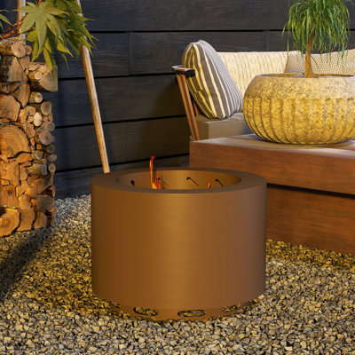 Foyer de 19 po pour pique-nique sans fumée, en acier inoxydable portable pour le camping, la cour arrière, le patio, à faible fumée, avec pique-nique au feu de bois bronze, acier