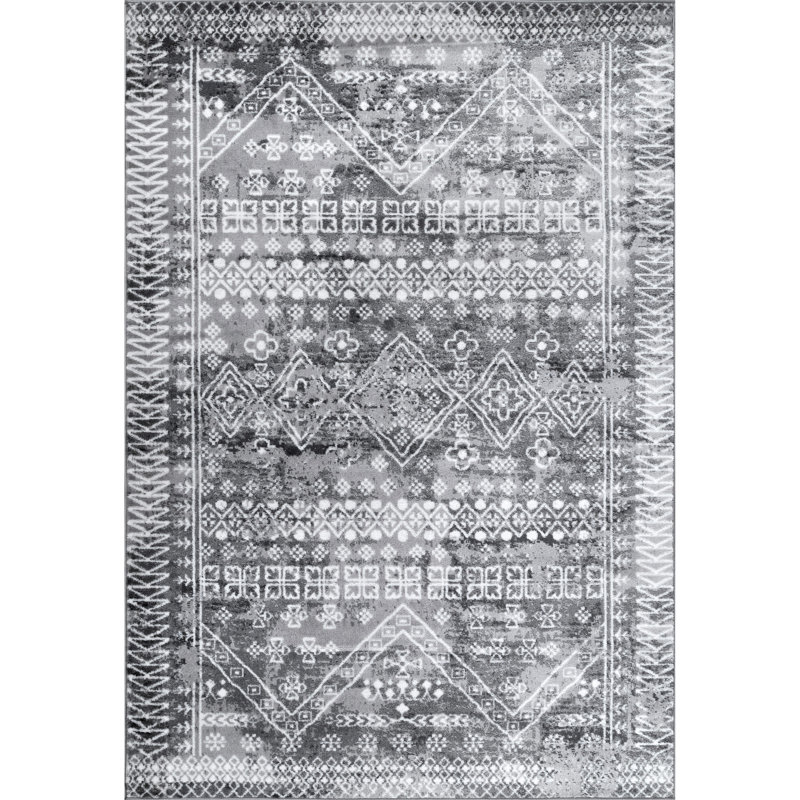 Tapis géométrique gris Caskey, Rectangle 3 pi x 5 pi