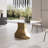 Black Slate Rectangular Dining Table with Stainless Steel Pedestal-470597960