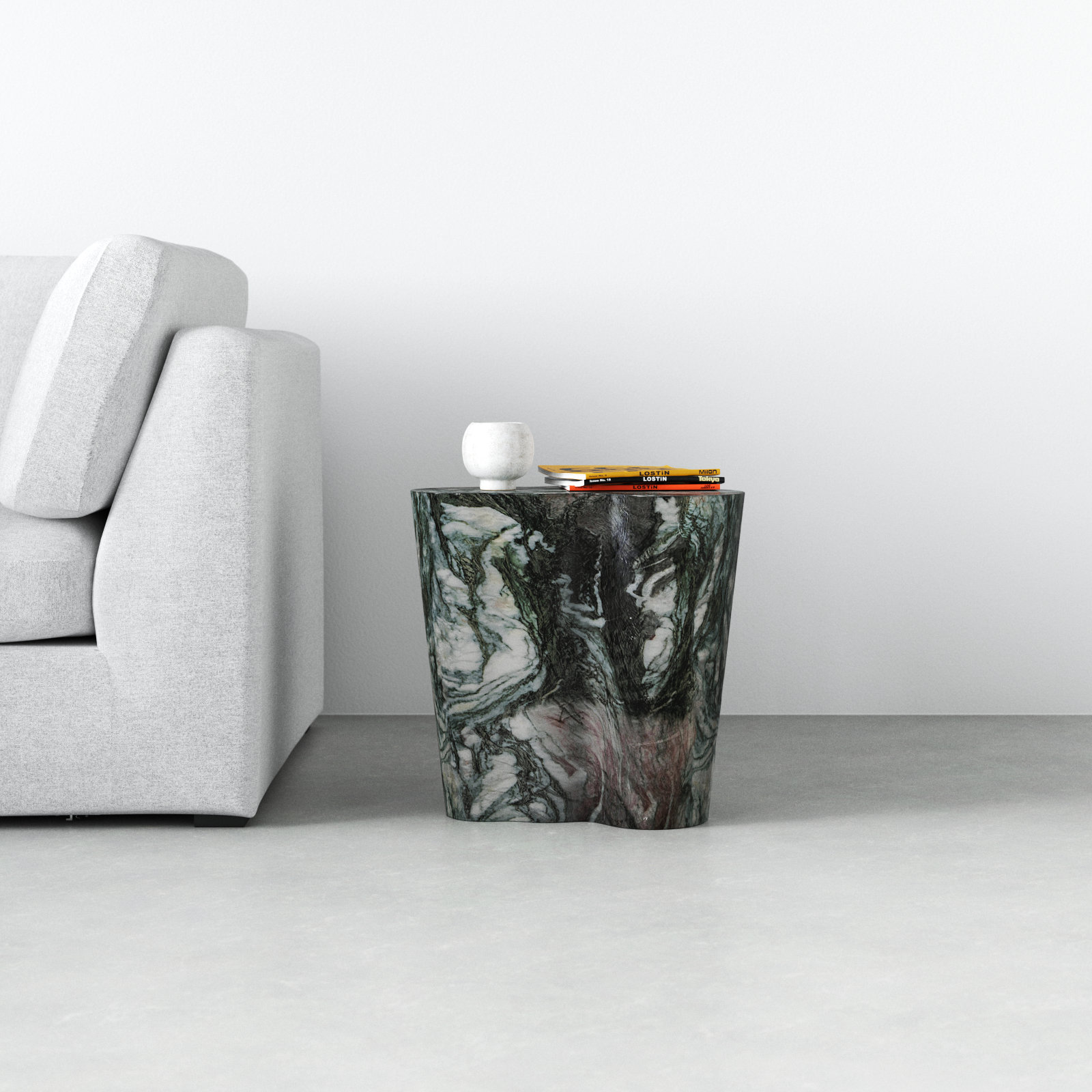 Barrett End Table, Gray/Blush, 18" H x 18" W x 15" D