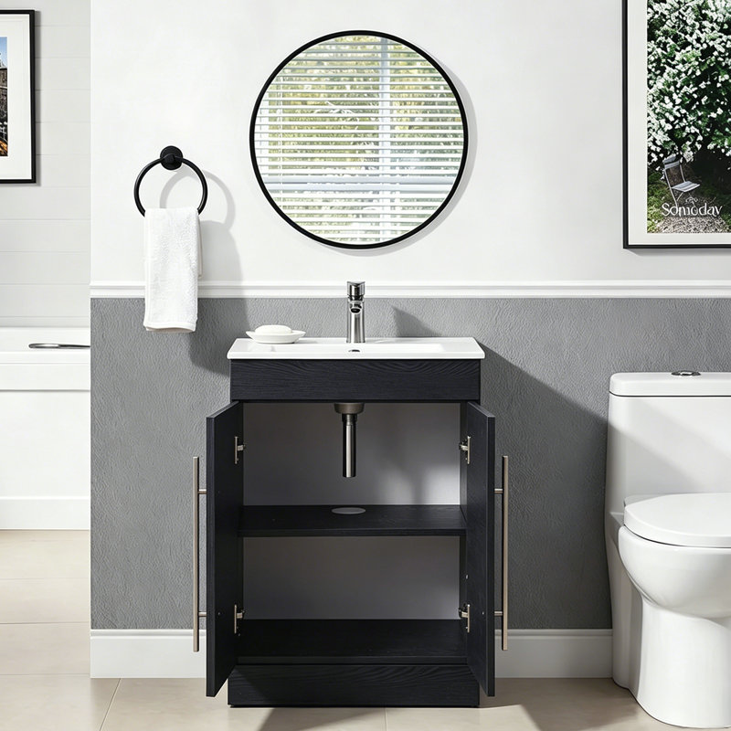Ensemble de meuble-lavabo simple 24 po noir