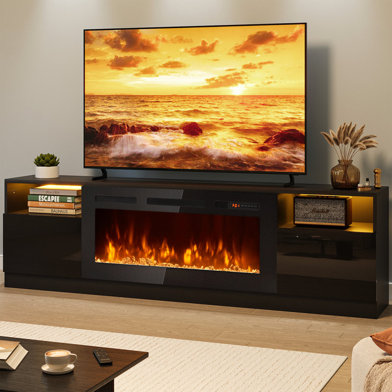 70’’ Media Console for TVs up to 78” with 36” Electric Fireplace, Black