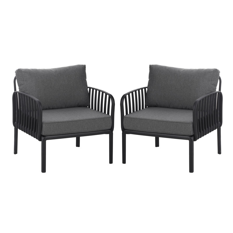 Valliere Outdoor Club Chair, Gris foncé, Noir
