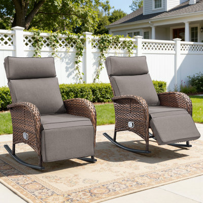 Arcturus Patio Recliner Rocking Chair With Adjustable Backrest & Footrest, All-Weather Outdoor Chaise Lounge Chair