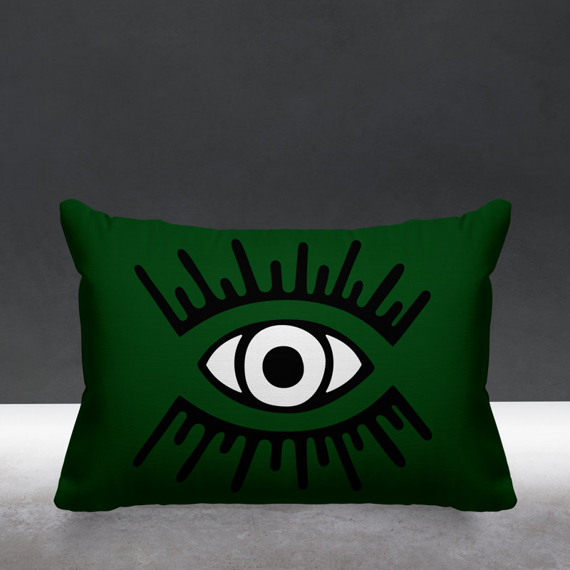 Coussin intérieur / extérieur Miranda Evil Eye, Vert