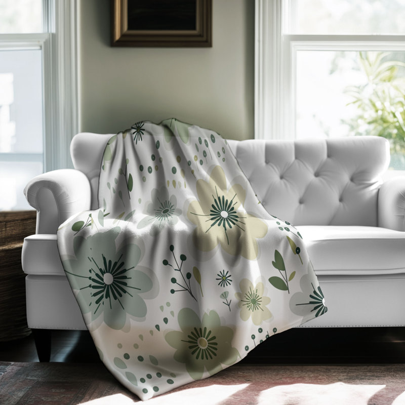 Jeté Mossy Petal Harmony - 1 pièce Sherpa, Grand lit