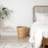 2-Pack Natural Wicker Trash Cans - Rattan Waste Baskets With Metal Frame