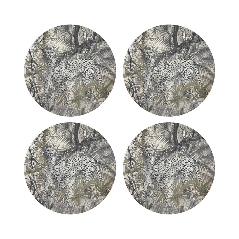 Arcadia Chettah Vegan Leather Round Coasters