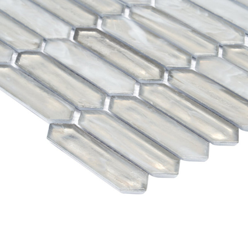 Komorebi Bonfire Red 1X3 Picket Polished Glass Mosaic Tile, Silver Haze