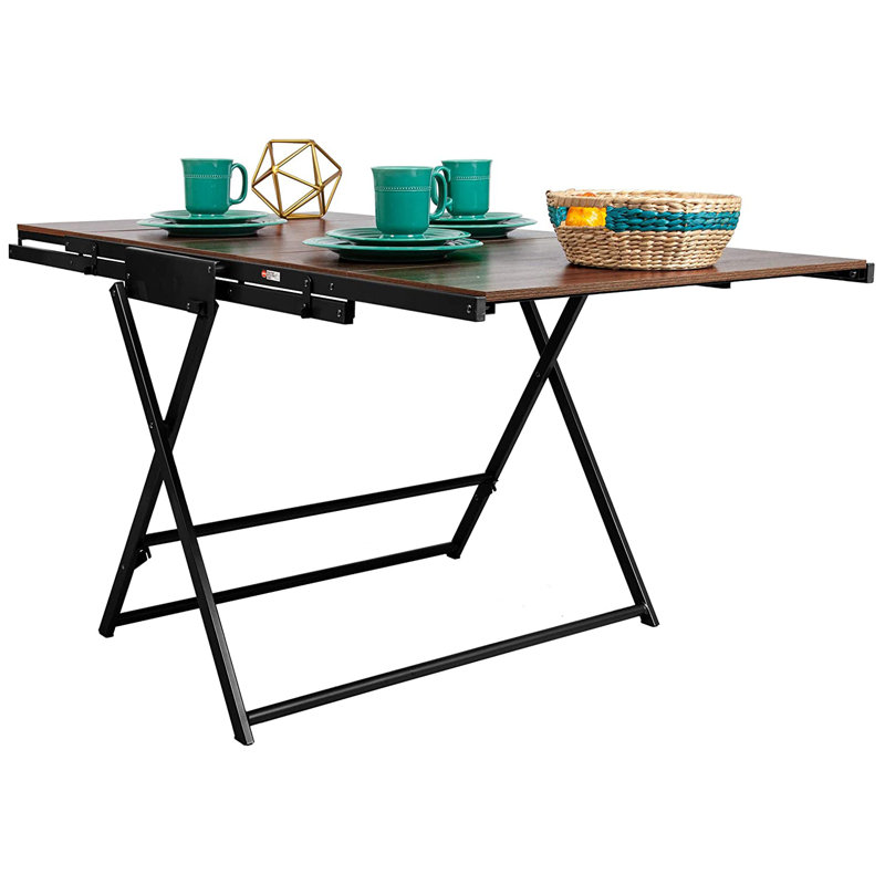 Lipton 2 in 1 Convertible Bookshelf to Table Opens and Folds in Minutes, Black/Walnut
