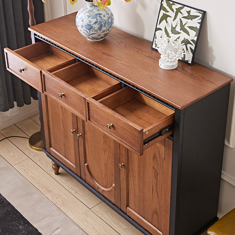 Black&Walnut Solid Wood Shoe Storage Bench