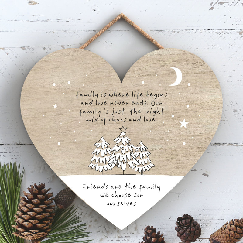Friends Are Family We Choose Heart Wooden Plaque Vivid Squid Wholesale Wall Decor