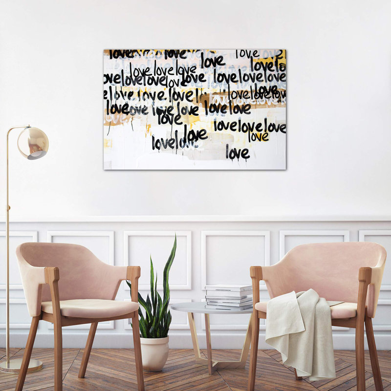 Gold Love On Repeat by Kent Youngstrom - Wrapped Canvas Print, 66.04 cm H x 45.72 cm W x 1.91 cm D