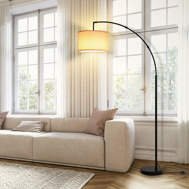 Heinzdieter 68.11'' Dimmable Arched/Arc Floor Lamp with Remote, Black