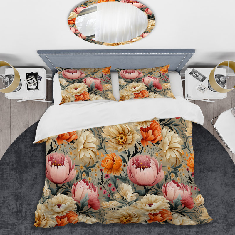 Literie à motif botanique numérique, Housse de couette pour très grand lit et 2 très