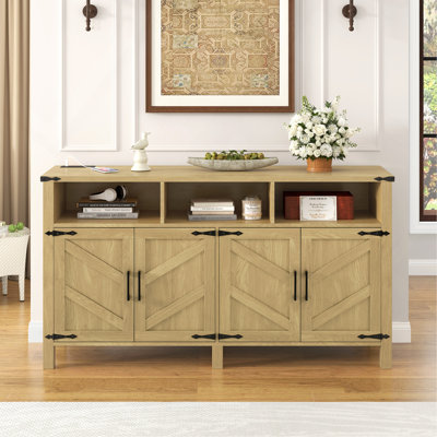 Buffet l 59 po avec armoires avec tablettes réglables et ports de charge