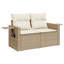  Ensemble de canapé de jardin en rotin PE beige, grand acier thermolaqué