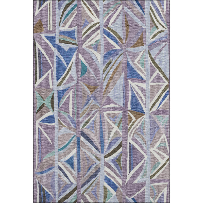 Premium Machine Washable Mayfield AMF2253 Geometric Rug, 3' x 5', Lavender