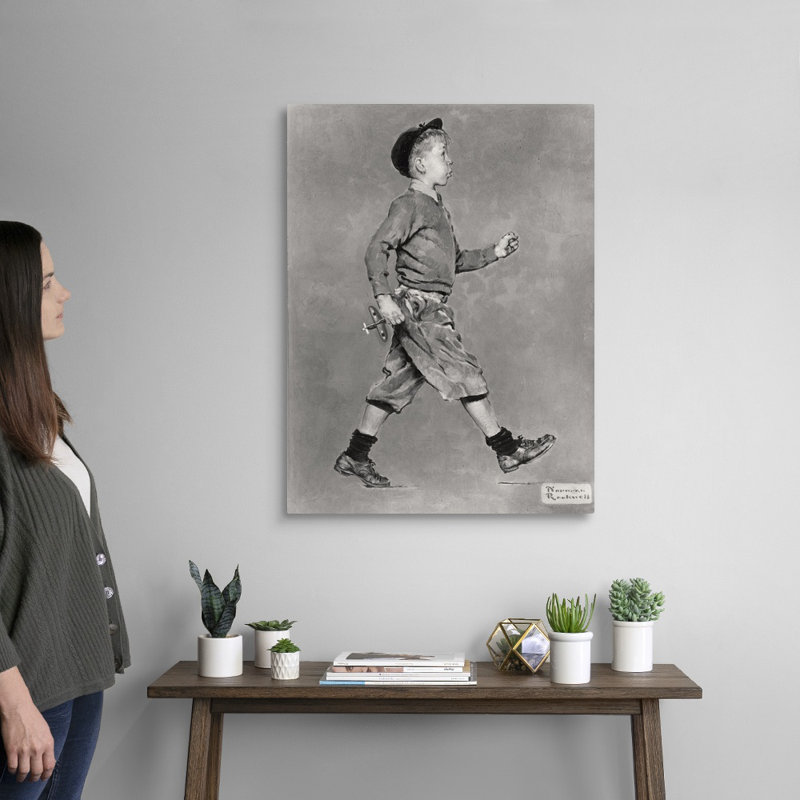 Portrait d'un garçon marchant sur toile, H 32 po x l 24 po x P 1,25 po, Toile tendue