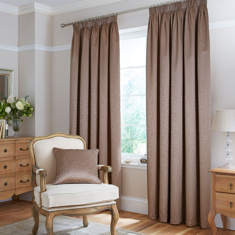 Pencil Pleat Room Darkening Thermal Single Curtain, Width 137cm x Drop 168cm, Mocha