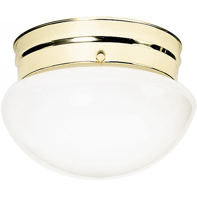 Daughtrey Glass Flush Mount, White, Polished Brass