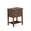 Ensemble de lit 3 pièces Granbury avec structure de lit grand capitonné et 2 tables de chevet en bois de Jacobin vieilli - similicuir brun foncé avec texture noire et pieds noirs-271646640-271646644