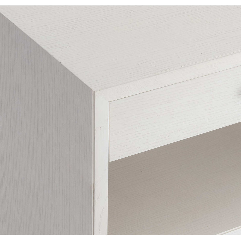 Arnette White Solid Wood Rectangular End Table with Storage