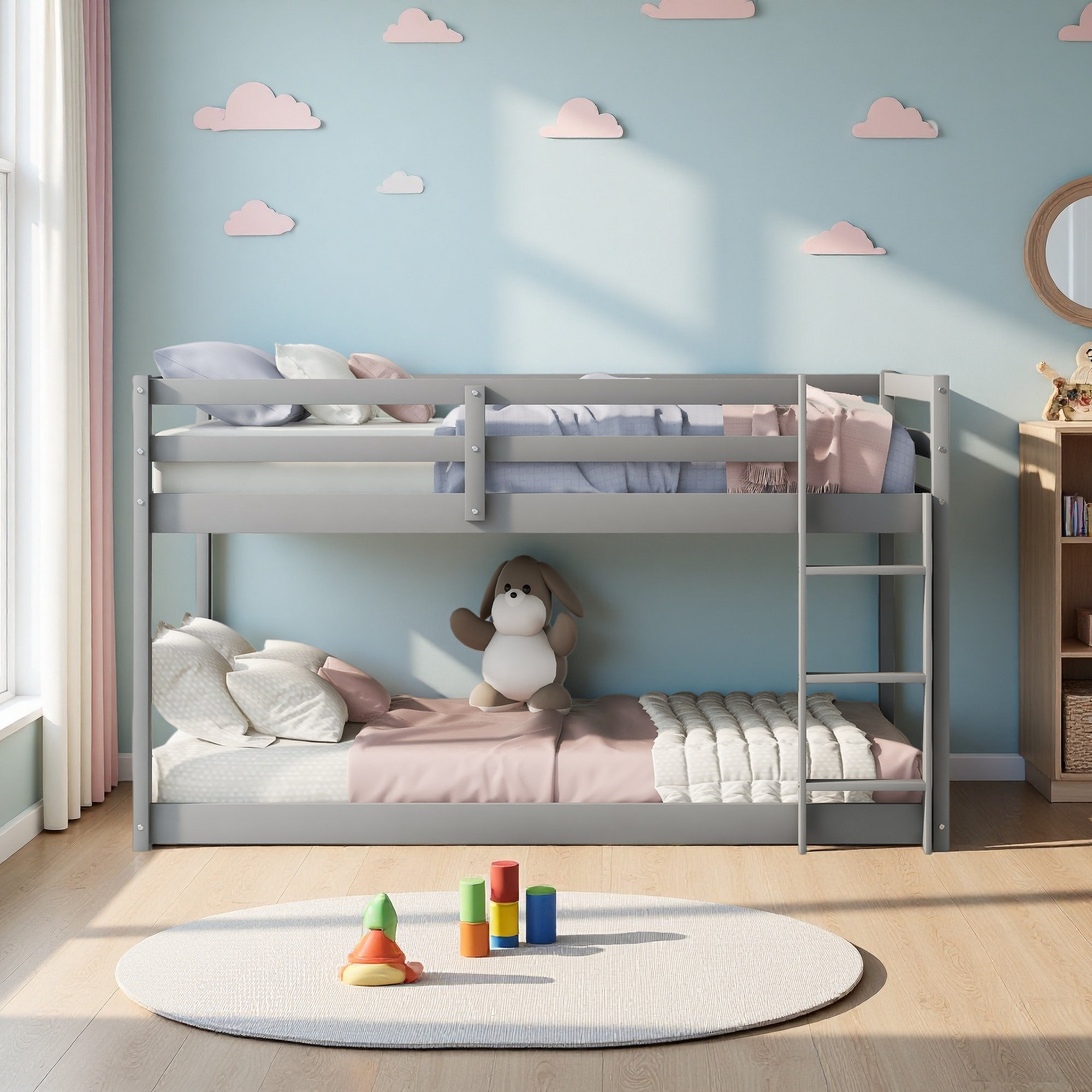 Harriet Bee Twin Over Twin Floor Bunk Bed With Ladder - Wayfair Canada