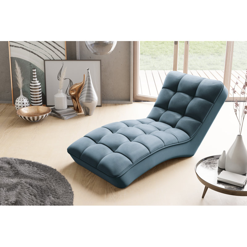 Elle-May Upholstered Chaise Lounge, Blue