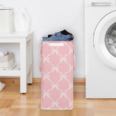 Ballerina and Ballet Pink Bows Foldable Laundry Hamper with Handles by Sweet Jojo Designs