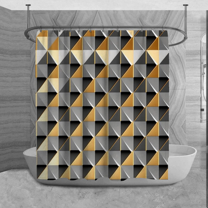 Rideau de douche à carreaux Nallya, H 84 po x l 70 po