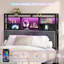 Tête de lit avec tablettes de rangement à 3 niveaux, tête de lit tapissier en velours avec 2 prises, ports USB et lumière DEL, dossier souple-1571153185-1570872238