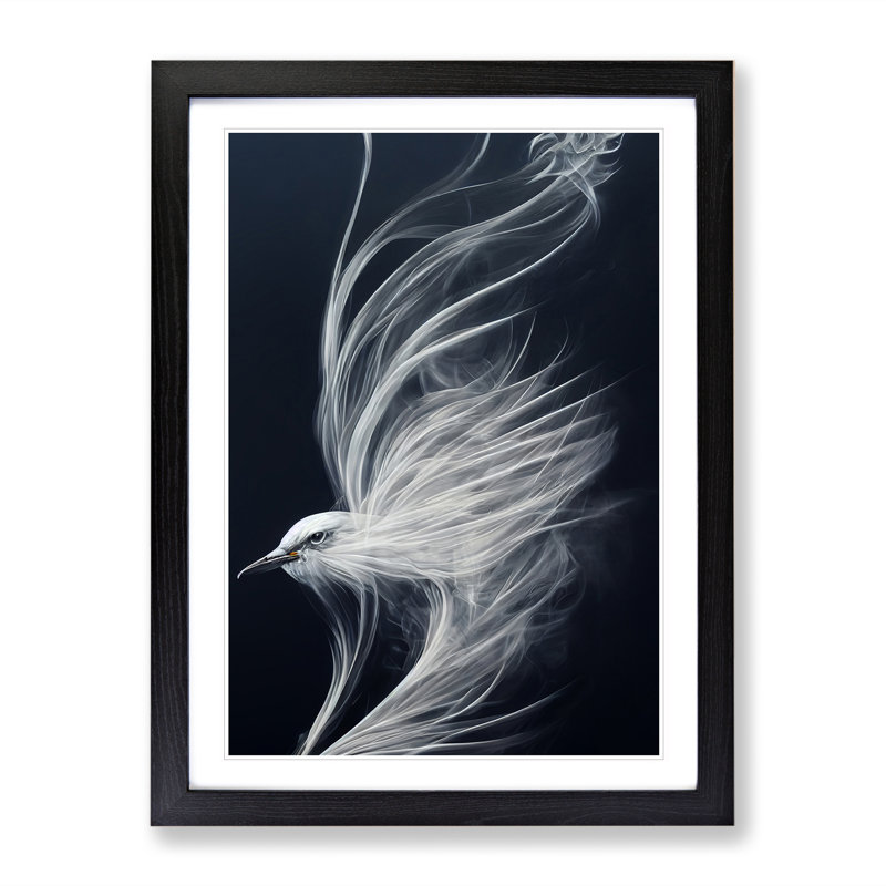 Smokey Bird - Single Picture Frame Print, Black, 64cm H x 46cm W x 2cm D