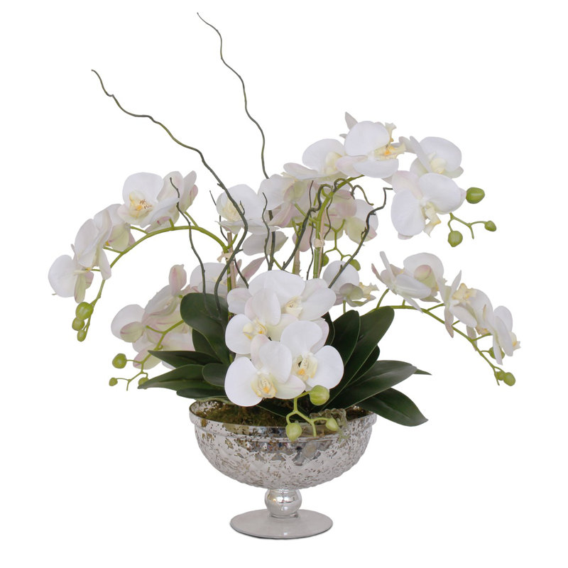 Arrangement de fausses fleurs orchidées en pot